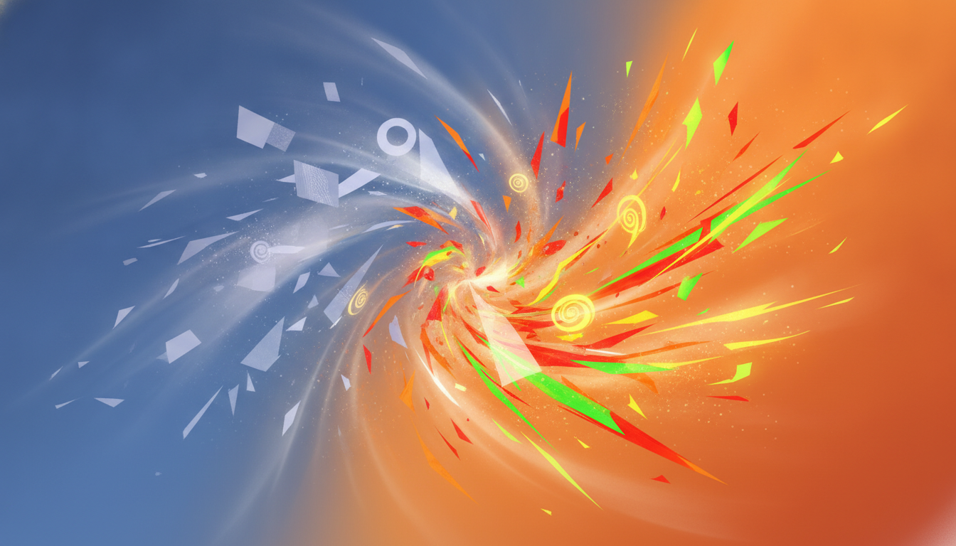 Abstract visualization of game content evolving, with old elements transitioning out and new game releases and updates emerging.
