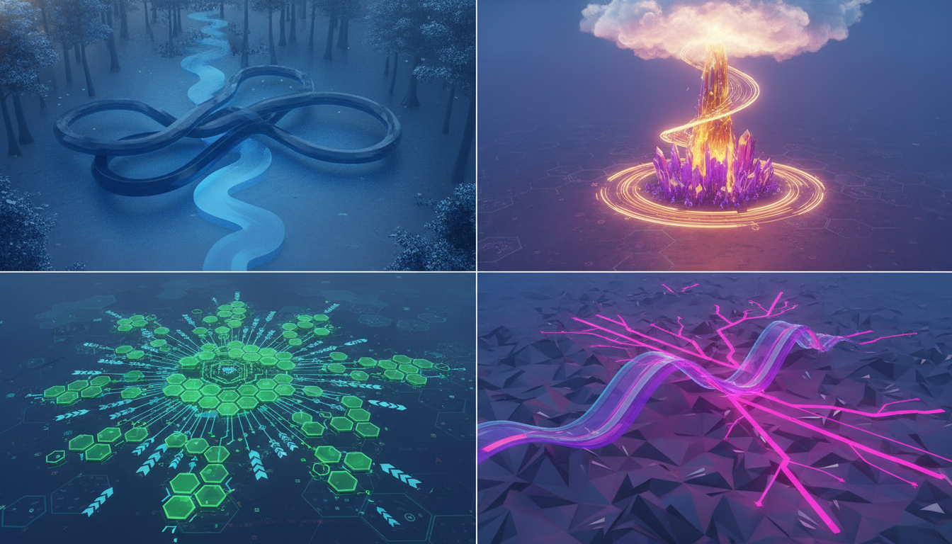 Conceptual illustration showing diverse strategic pathways and market shifts among mobile gaming giants.