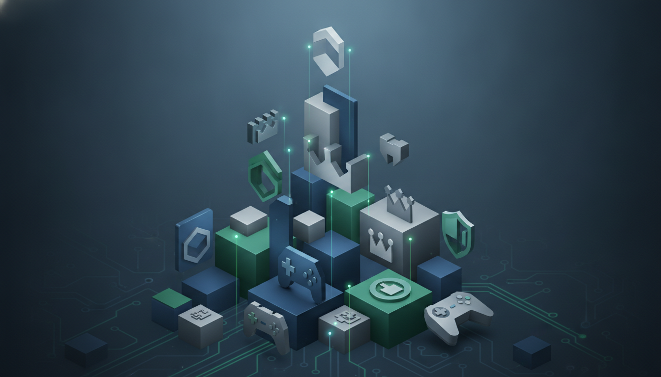 Abstract illustration symbolizing mergers and acquisitions in the global gaming industry.