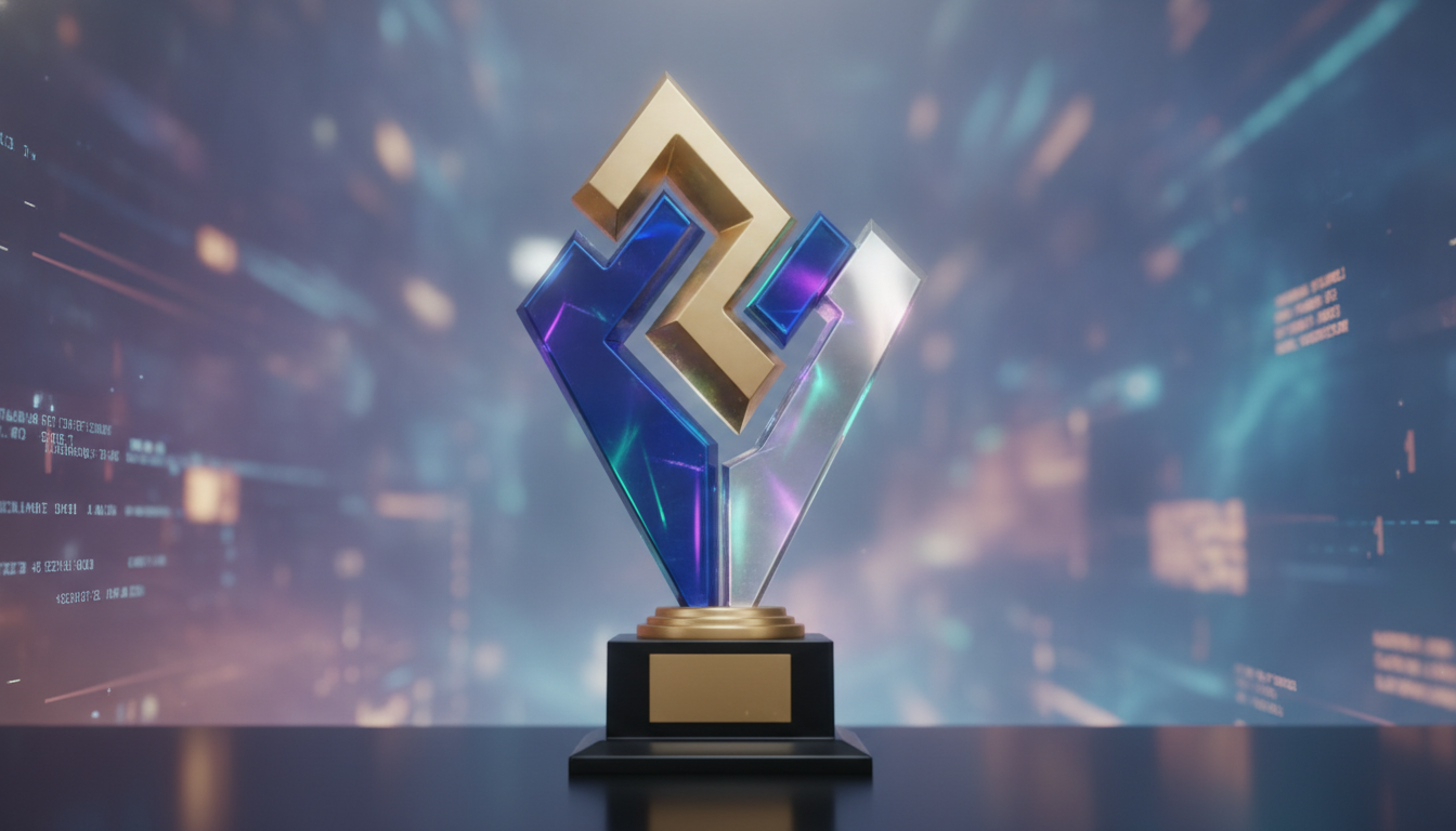 Abstract representation of game development awards and innovation.