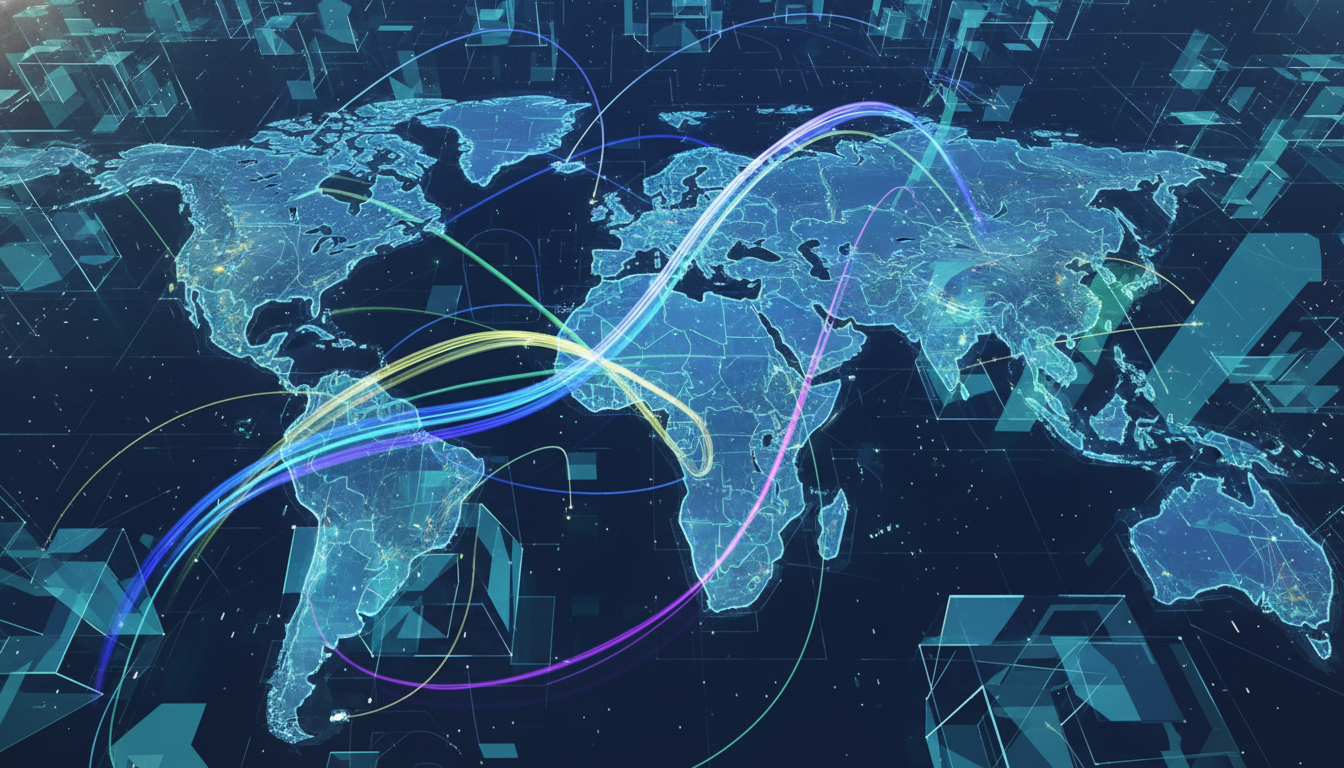 Abstract global network illustrating gaming industry mergers and regulatory frameworks.