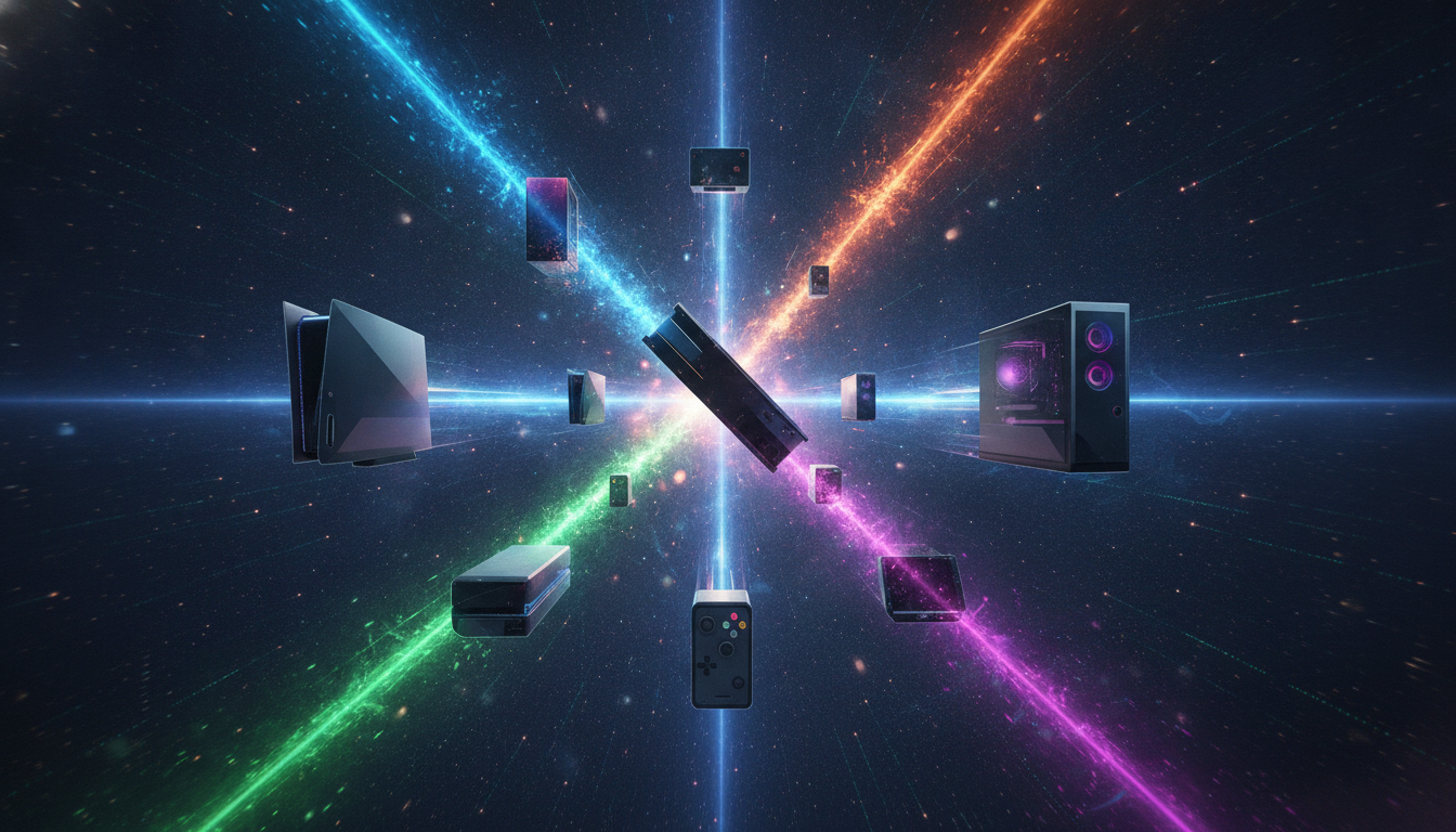 A vibrant illustration symbolizing the excitement and diversity of upcoming video game releases across various platforms.