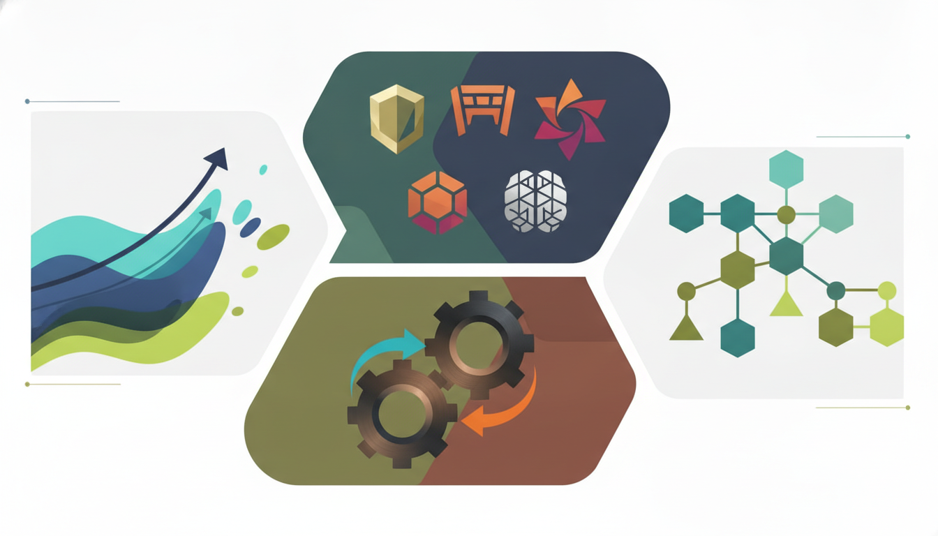 Abstract visual representing strategic evolution, diversification, and adaptation in Japanese mobile game development.