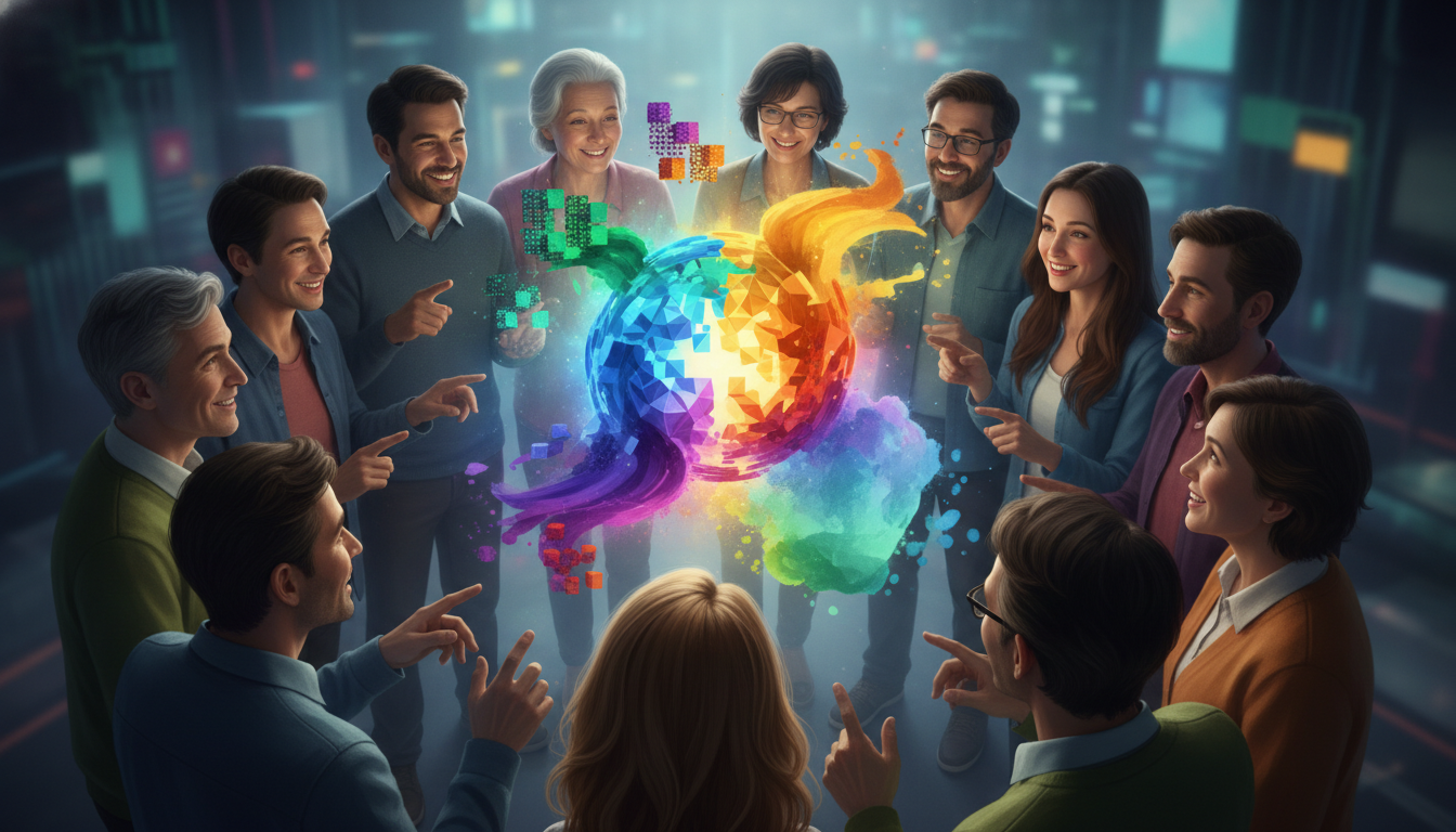 Diverse global gamers excitedly anticipating new indie game reveals.