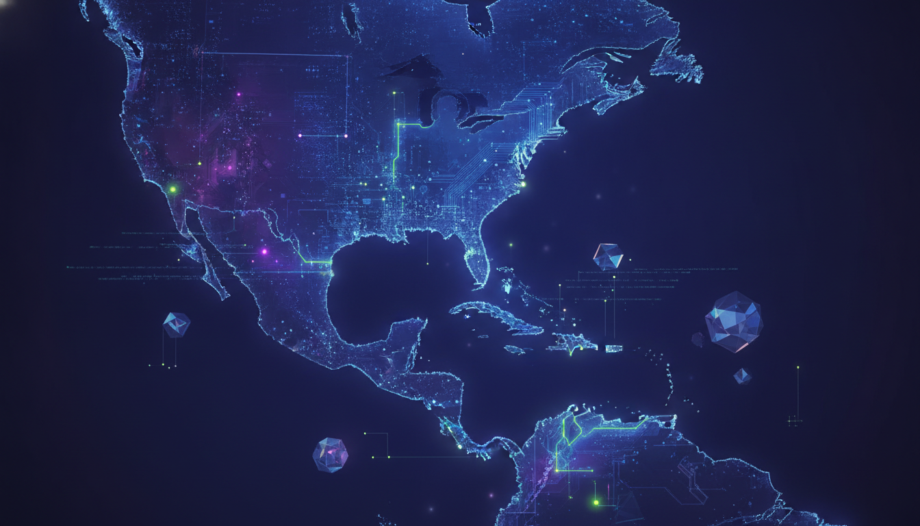 Abstract digital map of the West Coast representing the gaming industry.