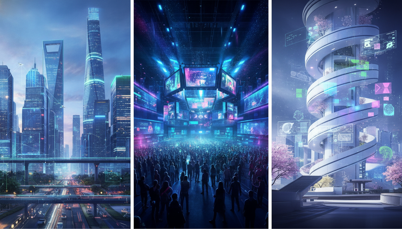 Visual comparison of three distinct global gaming events: ChinaJoy, gamescom, and Tokyo Game Show.