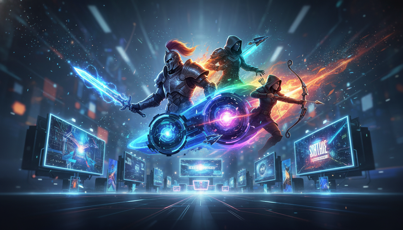 A dynamic digital illustration symbolizing the excitement of June 2026 PC game releases and major industry events.