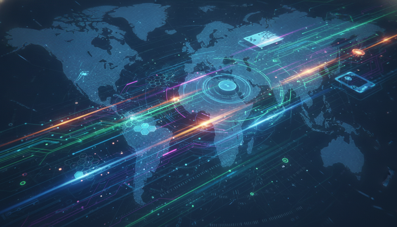 A dynamic visual symbolizing global gaming industry growth, technological convergence, and future trends.