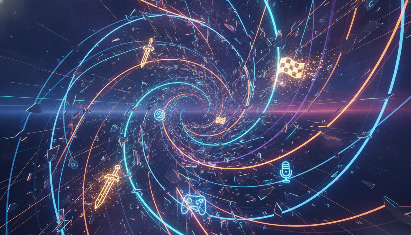 A vibrant, abstract illustration depicting the excitement and variety of new video game releases for Summer 2026.